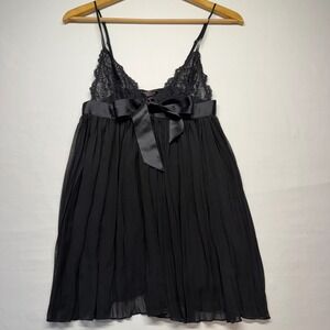 Victoria's Secret Black Lace Babydoll Camisole Sheer Coquette Y2K Lingerie Top